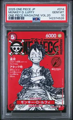 2025 ONE PIECE JAPANESE PROMOS MAGAZINE VOL.20 #014 MONKEY D. LUFFY PSA 10 - Image 1