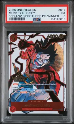 2025 ONE PIECE 3RD ANV TOURNAMENT 3 BROTHERS PACK WINNER MONKEY D. LUFFY PSA 5 - Image 1