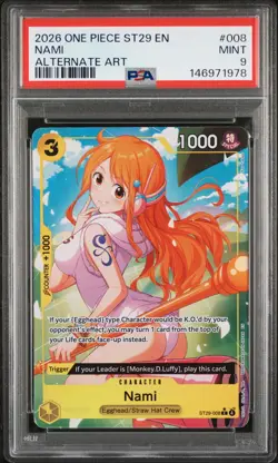 2026 ONE PIECE STARTER DECK ST29-EGGHEAD ALTERNATE ART #008 NAMI PSA 9 - Image 1