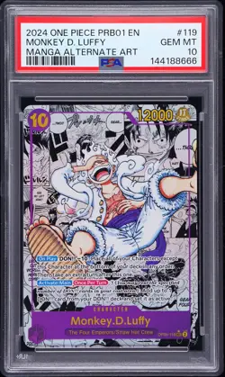 2024 ONE PIECE PRB01-PREMIUM BOOSTER MANGA ALT ART #119 MONKEY D. LUFFY PSA 10 - Image 1