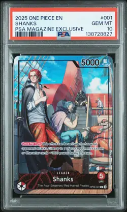 2025 ONE PIECE PROMOS PSA MAGAZINE EXCLUSIVE #001 SHANKS PSA 10 - Image 1
