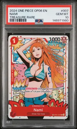 2024 ONE PIECE OP06-WINGS OF THE CAPTAIN TREASURE RARE #007 NAMI PSA 10 - Image 1