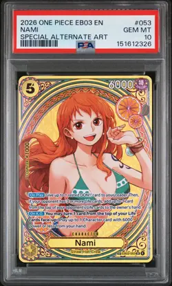 2026 ONE PIECE EB03-ONE PIECE HEROINES EDITION SPECIAL ALT ART #053 NAMI PSA 10 - Image 1