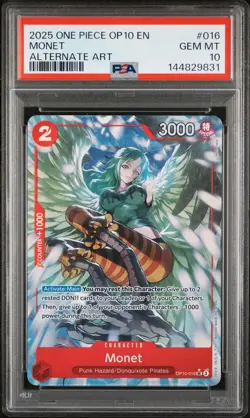 2025 ONE PIECE OP10-ROYAL BLOOD ALTERNATE ART #016 MONET PSA 10 - Image 1