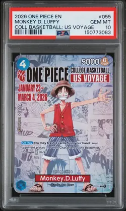 2026 ONE PIECE PROMOS COLLEGE BASKETBALL: US VOYAGE MONKEY D. LUFFY PSA 10 - Image 1