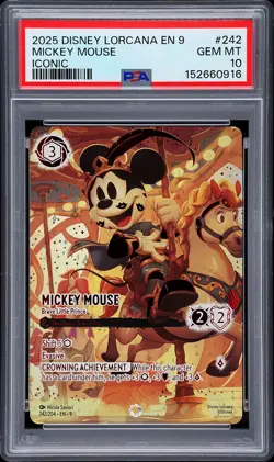 2025 DISNEY LORCANA EN 9-FABLED ICONIC MICKEY MOUSE - BRAVE LITTLE PRINCE PSA 10 - Image 1