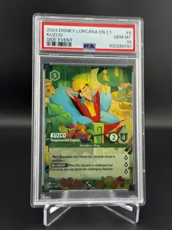 Kuzco - Temperamental Emperor #8 2024 Disney Lorcana Side Event Promo GEM PSA 10 - Image 1