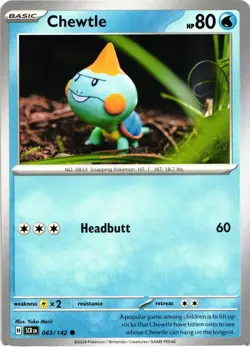 Pokemon Stellar Crown Chewtle Regular Common Card - Image 1
