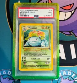 Pokemon Card Venusaur 18/130 Base Set 2 Holo PSA 9 Mint Swirl - Image 1