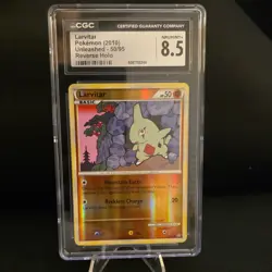 Pokemon Larvitar Unleashed Reverse Holo CGC 8.5 50/95 2010 Card - Image 1