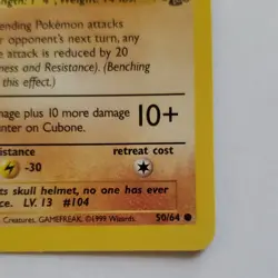 Pokemon TCG Cubone Jungle 50/64 1st Edition Common Regular English 1999 Card - Image 4