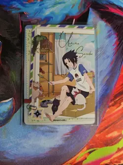 Sasuke Uchiha NRSA01-PU-005L4 Stamped Naruto Kayou Card Heavens Scroll (NM) - Image 1