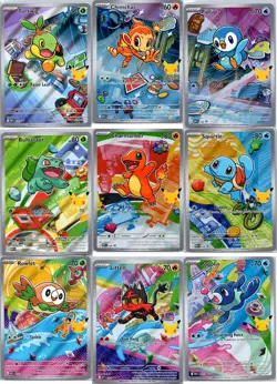 Pokemon First Partner Illustration 30th Collection Complete Promo Set 9 Cards - Image 1