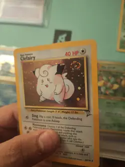 Clefairy 6/130 Holo Rare Base Set 2 Pokemon Card NM Super Clean! Swirl - Image 2