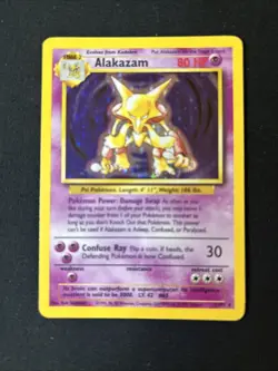 Pokemon TCG Alakazam Holo Rare Unlimited Card Base Set 1/102 Pre Owned - Image 1
