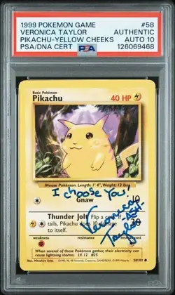 1999 Pokemon Game Pikachu #58 Veronica Taylor Signed Card PSA/DNA 10 Autograph - Image 5