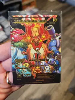 Undefeatable Red GX Black Foil Fan Art Vinyl Collector Pokemon Card - Image 1