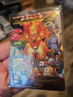 Undefeatable Red GX Black Foil Fan Art Vinyl Collector Pokemon Card - Image 2