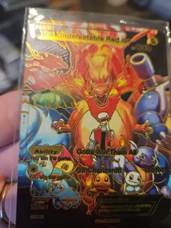 Undefeatable Red GX Black Foil Fan Art Vinyl Collector Pokemon Card - Image 4