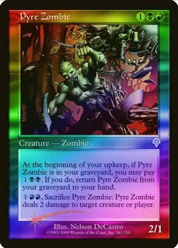 Magic the Gathering PYRE ZOMBIE #261/350 Invasion Gold Foil Rare NM 2000 - Image 1