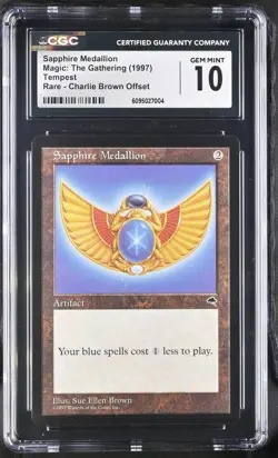 Magic MTG Tempest Sapphire Medallion Charlie Brown Error CGC 10 GEM MINT - Image 1