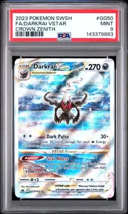 PSA 9 Darkrai Vstar GG50/GG70 Pokemon Crown Zenith Galarian Gallery - Image 1