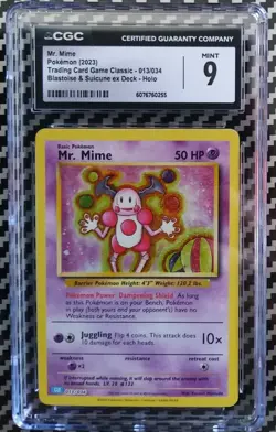Pokemon Mr. Mime Holo #013/034 Trading Card Game Classic 2023 - CGC 9 Mint - Image 1