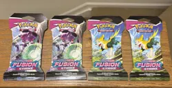 Lot of 4 Pokemon Sword and Shield Fusion Strike Sleeved Booster Packs - Image 2