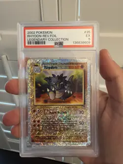 Rhydon Reverse Foil #35 2002 Pokemon Legendary Collection PSA 5 - Image 1