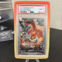 2022 POKEMON SWORD & SHIELD BRILLIANT STARS #154 FULL ART/CHARIZARD V PSA 10 M - Image 2