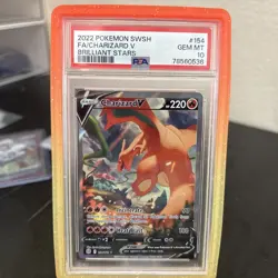 2022 POKEMON SWORD & SHIELD BRILLIANT STARS #154 FULL ART/CHARIZARD V PSA 10 M - Image 5