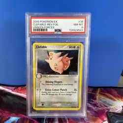 2005 POKEMON EX UNSEEN FORCES #36 CLEFABLE REVERSE FOIL PSA 8 - Image 1