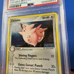 2005 POKEMON EX UNSEEN FORCES #36 CLEFABLE REVERSE FOIL PSA 8 - Image 2
