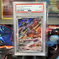 2023 POKEMON PAR EN-PARADOX RIFT ILLUSTRATION RARE #199 GROUDON PSA 9 - Image 1