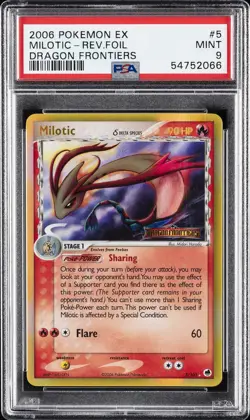 2006 POKEMON EX DRAGON FRONTIERS #5 MILOTIC-REVERSE FOIL PSA 9 - Image 1