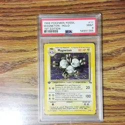 Magneton 11/62 FOSSIL Graded Pokemon Card - PSA 9 Mint, 1st Edition - Image 1