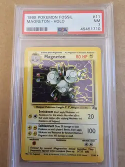 PSA 7 Magneton 11/62 HOLO Rare Fossil Unlimited 1999 WOTC Pokemon Card NM - Image 1