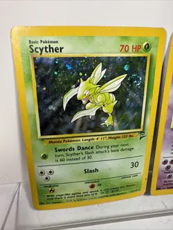 Alakazam 1/102 Scyther 17/130 Base Set Unlimited Holo Rare Pokemon Card DMG - Image 2