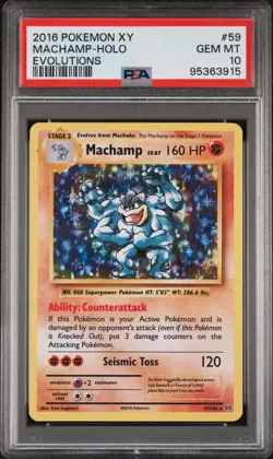 2016 POKEMON XY EVOLUTIONS #59 MACHAMP-HOLO PSA 10 - Image 1