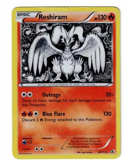 Pokemon TCG Legendary Treasures Reshiram #28/113 Holo Rare Card MP - Image 3