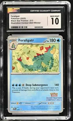 Feraligatr 2025 Pokemon CGC 10 Illustration Contest 2024 Winner Black Star 213 - Image 1