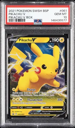 2021 POKEMON SWSH BLACK STAR PROMO PIKACHU V BOX #061 PIKACHU V PSA 10 - Image 1