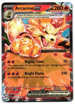 Arcanine ex 032/198 - Scarlet & Violet Double Rare Pokemon TCG - M/LP Card - Image 1