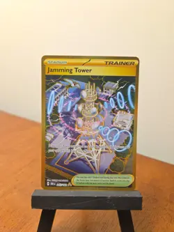 Pokemon TCG Jamming Tower Destined Rivals Gold Trainer Card 243/182 Holo NM/MINT - Image 1