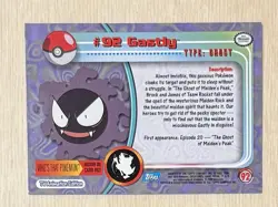 2000 Pokemon Gastly #92 TV Animation Edition Topps - Image 2