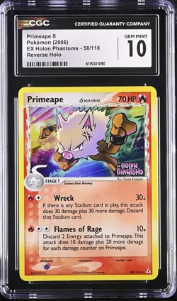 CGC 10 Primeape EX Holon Phantoms 50/110 Reverse Holo Stamped Pokemon Card - Image 1