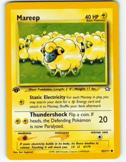 Mareep - 1st Edition - 65/111 Neo Genesis - Pokemon TCG - 2000 - Image 1