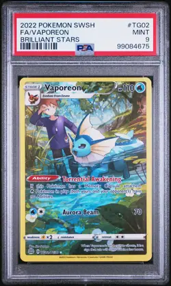 VAPOREON 2022 Pokemon Sword Shield Brilliant Stars Trainer Gallery #TG02 PSA 9 - Image 1
