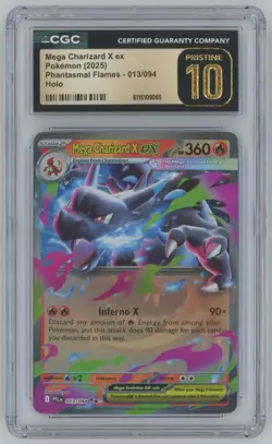 2025 Pokemon Mega Phantasmal Flames Mega Charizard X ex PRISTINE CGC 10 Holo #13 - Image 1