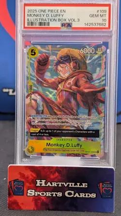 Monkey.D.Luffy OP07-109 SR Illustration Box Vol 3 Holo Foil One Piece TCG PSA 10 - Image 1